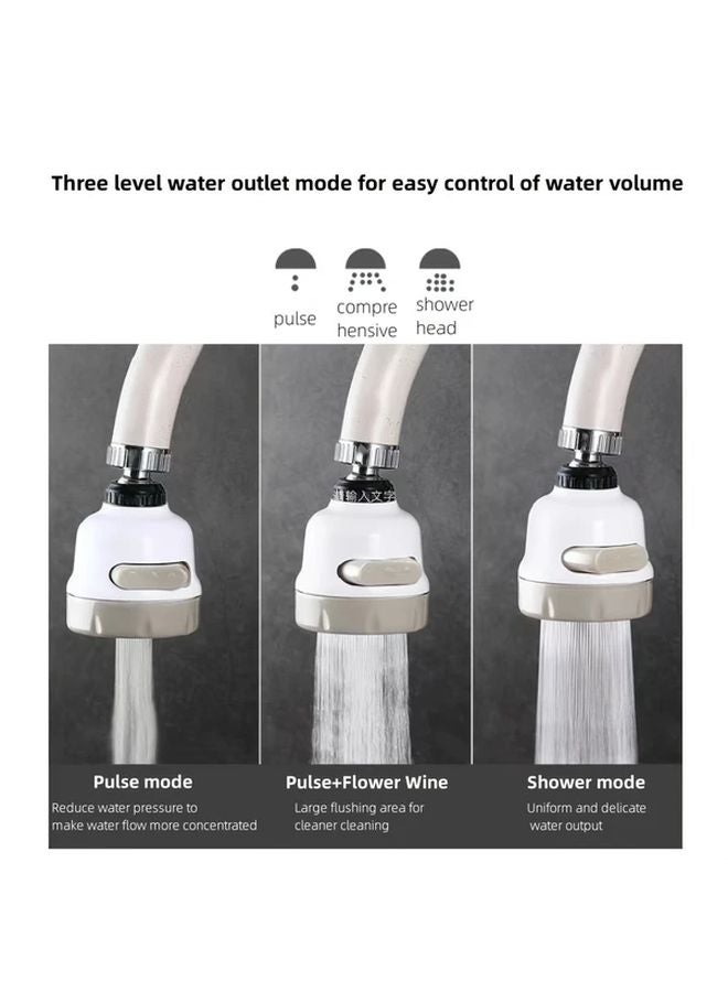 White 360 Rotating Kitchen Faucet Sprayer 3 Spray Modes Water Saving Dishwashing - Image 4