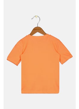 Lefties Kids Girl Crew Neck Short Sleeve Solid Top, Orange  - Image 2