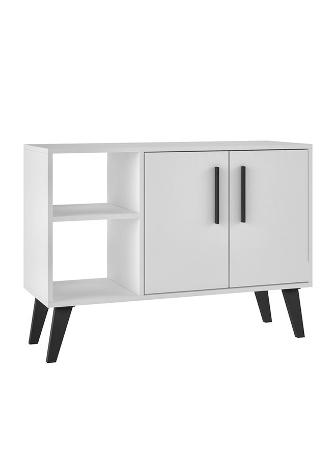 Home Box Wooden Storage Cabinet Cupboard 4-Shelf Engineered Wood Sideboard in White 33x90x65 cm  - Image 2