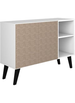 Home Box Wooden Storage Cabinet Cupboard 4-Shelf Engineered Wood Sideboard in White 33x90x65 cm  - Image 4