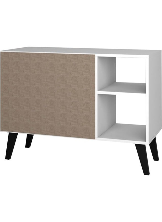 Home Box Wooden Storage Cabinet Cupboard 4-Shelf Engineered Wood Sideboard in White 33x90x65 cm  - Image 5