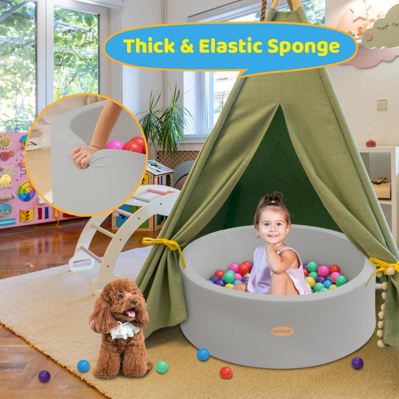 HARBOLLE Baby Ball Pit Soft Round Memory Foam Ball Pits NOT Included Balls Indoor Outdoor Playpen for Babies Toddlers Kids Infants for Girls Boys, Gray - Image 3