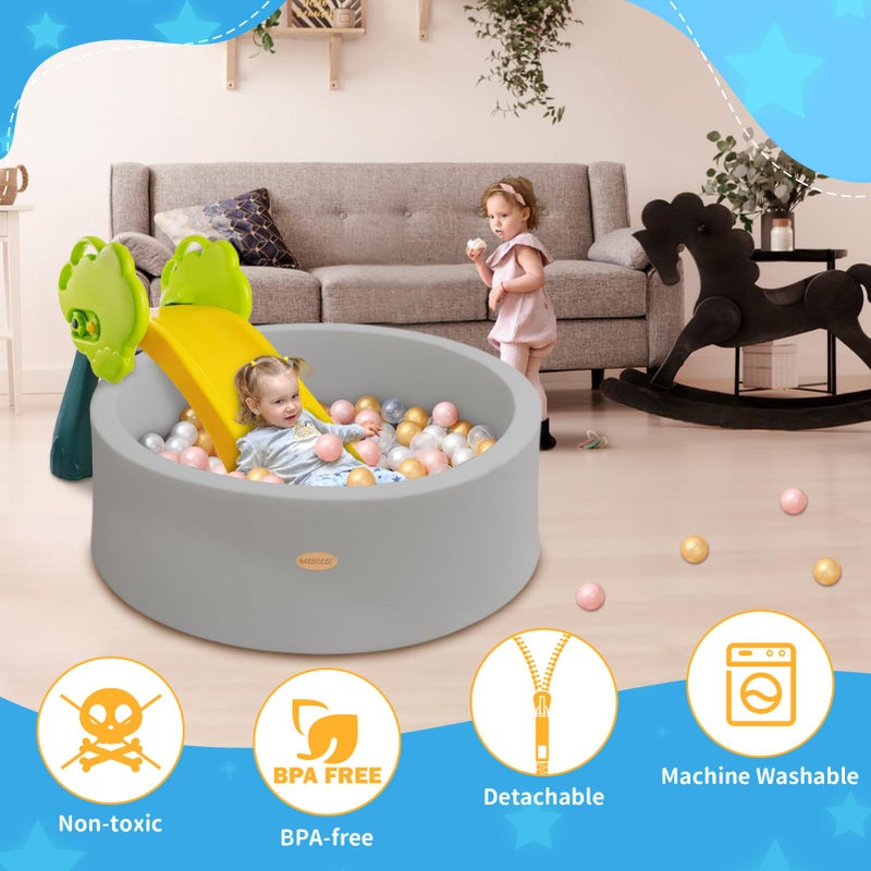 HARBOLLE Baby Ball Pit Soft Round Memory Foam Ball Pits NOT Included Balls Indoor Outdoor Playpen for Babies Toddlers Kids Infants for Girls Boys, Gray - Image 4
