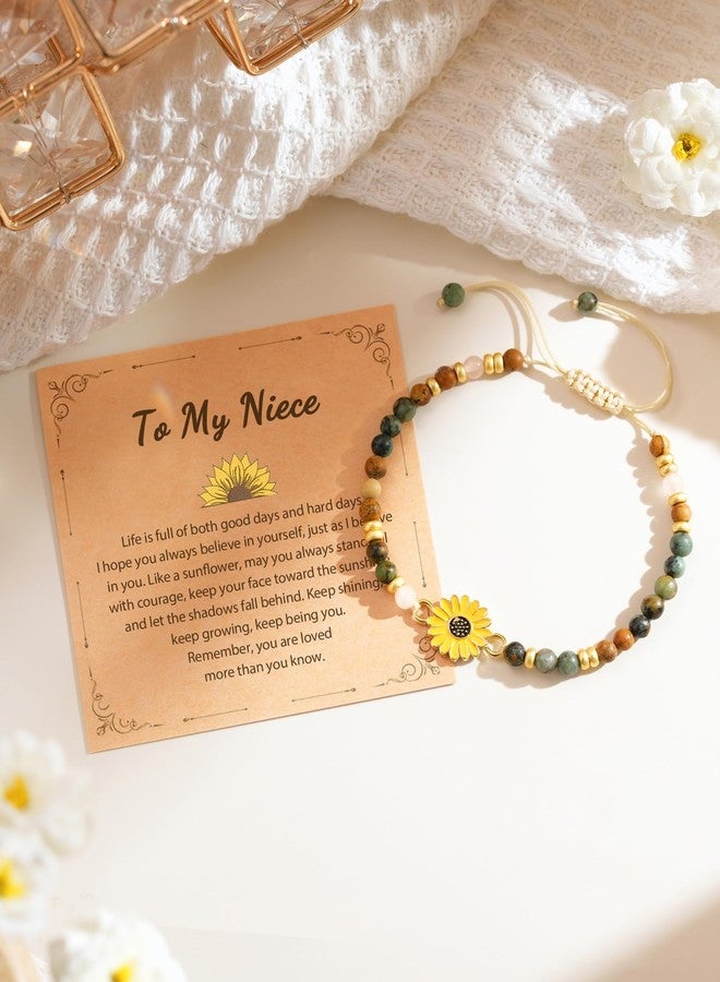 Tarsus Sunflower Gifts for Women, Gift of Positivity, Strength & Sunshine, Inspirational Jewelry Sunflower Bracelet for Friends Sister Daughter Coworker..., average, Stone, no gemstone - Image 4