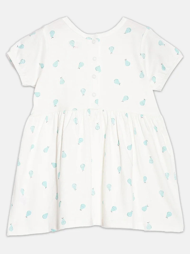 Broon Broon Infant Girls Off White Printed Organic Cotton Dress