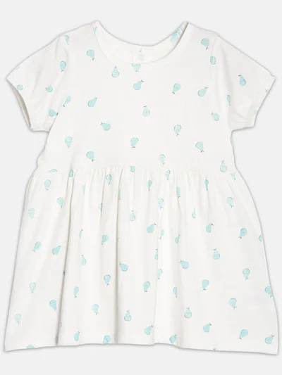 Broon Broon Infant Girls Off White Printed Organic Cotton Dress