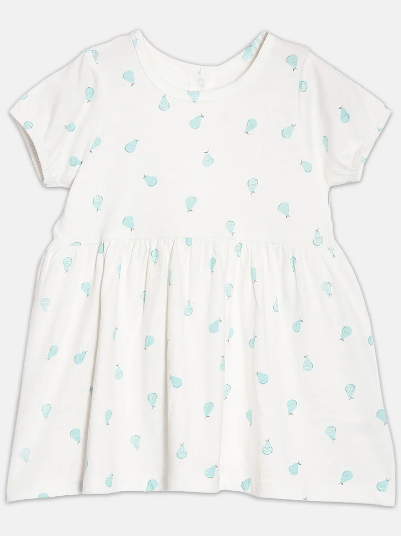 Broon Broon Infant Girls Off White Printed Organic Cotton Dress