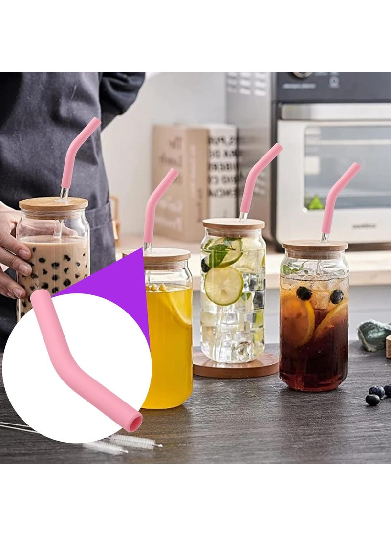 OIIKI OIIKI 6 PCS Silicone Straw Tips for Metal Straws Food Grade Flex Elbow Rubber Straw Tips Covers for 516inch 8MM Outdiameter Metal Straws Stainless Steel Straws Pink  - Image 5