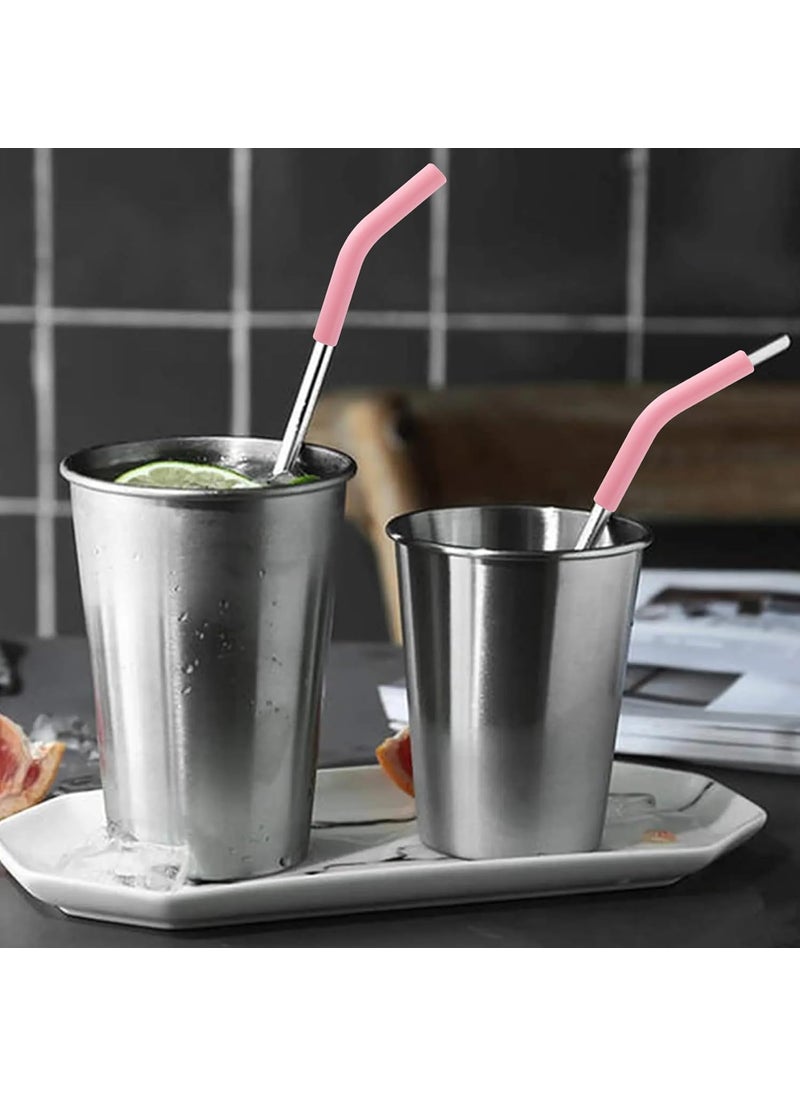 OIIKI OIIKI 6 PCS Silicone Straw Tips for Metal Straws Food Grade Flex Elbow Rubber Straw Tips Covers for 516inch 8MM Outdiameter Metal Straws Stainless Steel Straws Pink  - Image 4