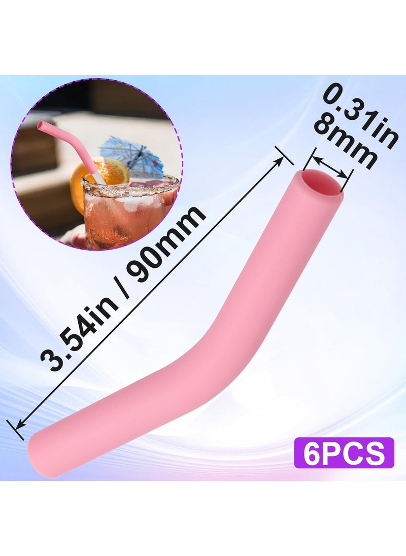 OIIKI OIIKI 6 PCS Silicone Straw Tips for Metal Straws Food Grade Flex Elbow Rubber Straw Tips Covers for 516inch 8MM Outdiameter Metal Straws Stainless Steel Straws Pink  - Image 2
