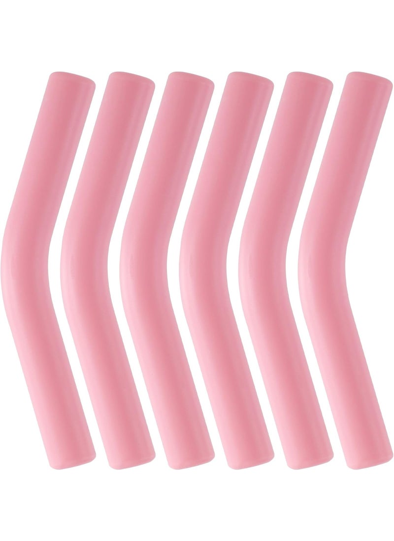 OIIKI OIIKI 6 PCS Silicone Straw Tips for Metal Straws Food Grade Flex Elbow Rubber Straw Tips Covers for 516inch 8MM Outdiameter Metal Straws Stainless Steel Straws Pink  - Image 1