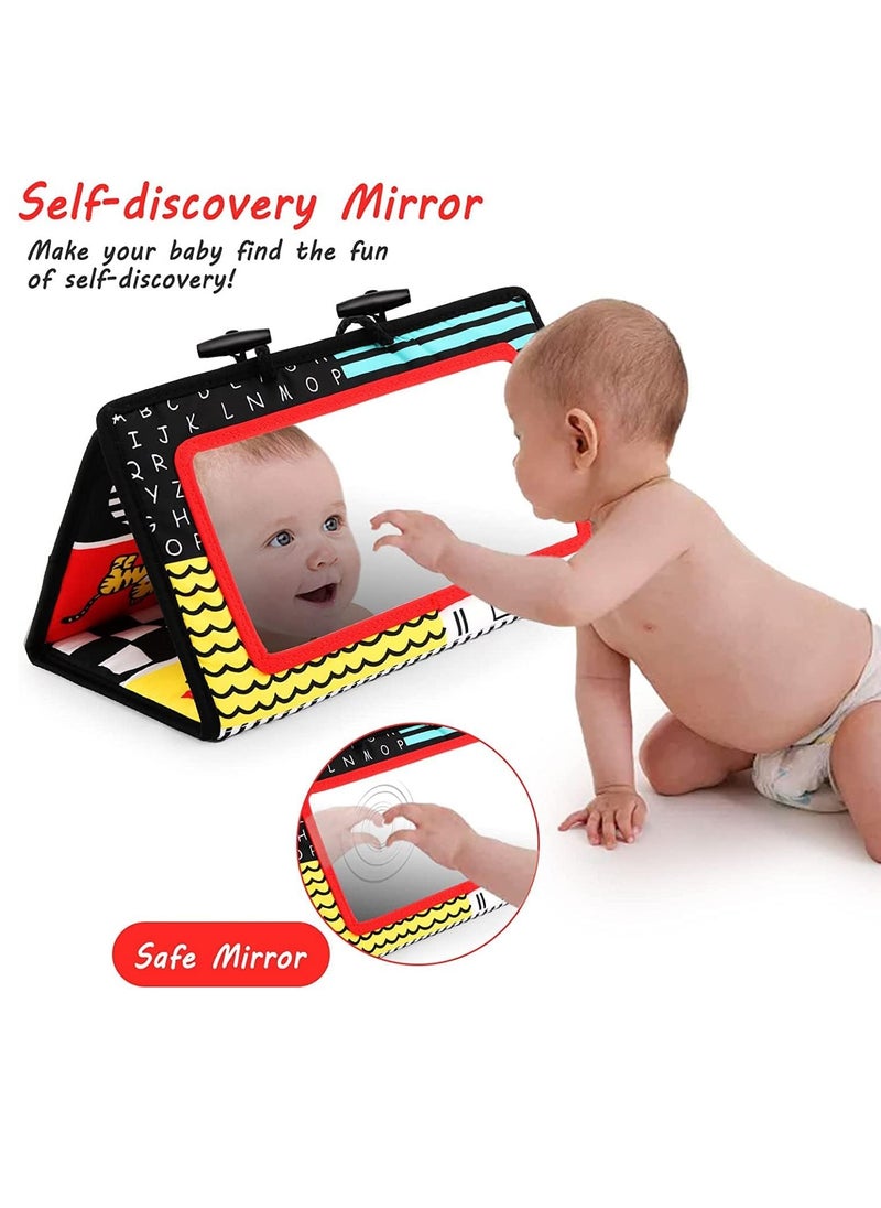 AIPINQI - Baby Floor Mirror Tummy Time Toys Foldable Activity Center Black and White High Contrast Toys for Infants 0-12 Months - Image 1