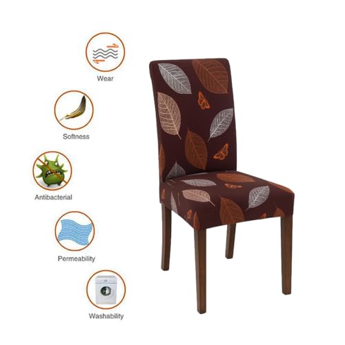Homerz Premium Pack of 6 Elastic Stretchable Dining Chair Cover, Removable Washable Elastic Floral Printed Dining Chair Covers seat Cushion pad Wooden (Maroon Leaf, Pack of 6) - Image 5