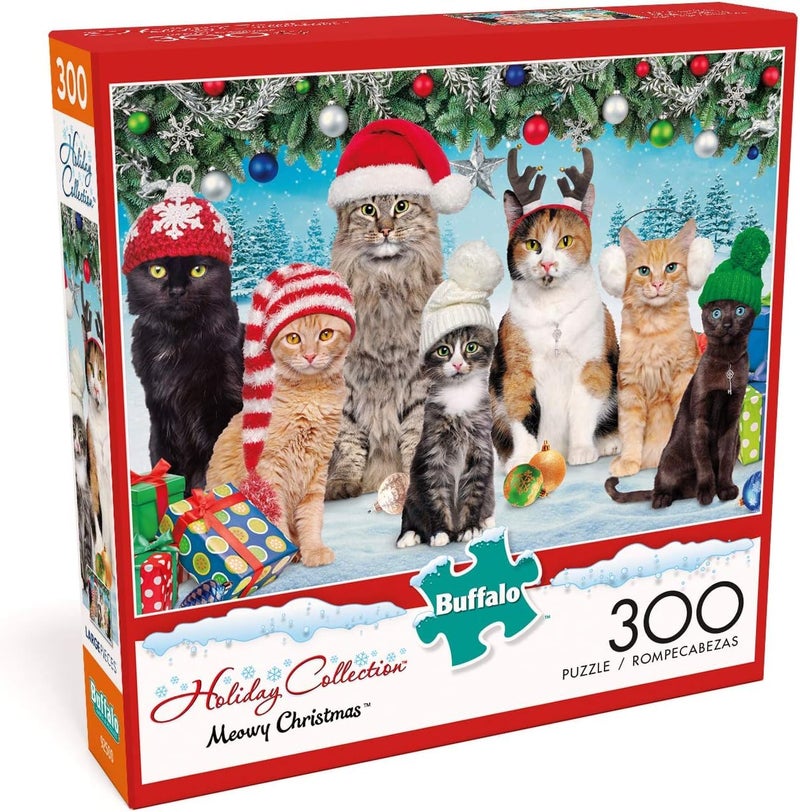 Buffalo Games Meowy Christmas 300 Piece Holiday Jigsaw Puzzle Colorful Festive Puzzles for Adults PrecisionCut Pieces Beautiful Winter Artwork - Image 2