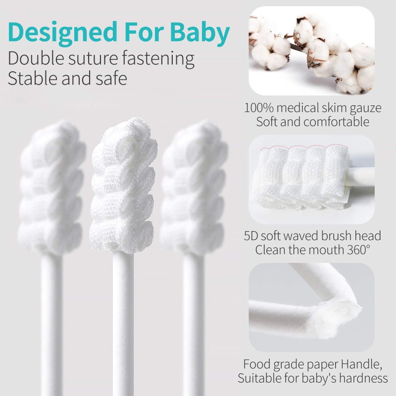 dearlomum Baby Tongue Cleaner, Newborn Toothbrush, 48PCS Disposable Infant Clean Mouth,Gauze Gum Cleaner Baby Oral Cleaning Stick Dental Care for 0-36 Month - Image 3