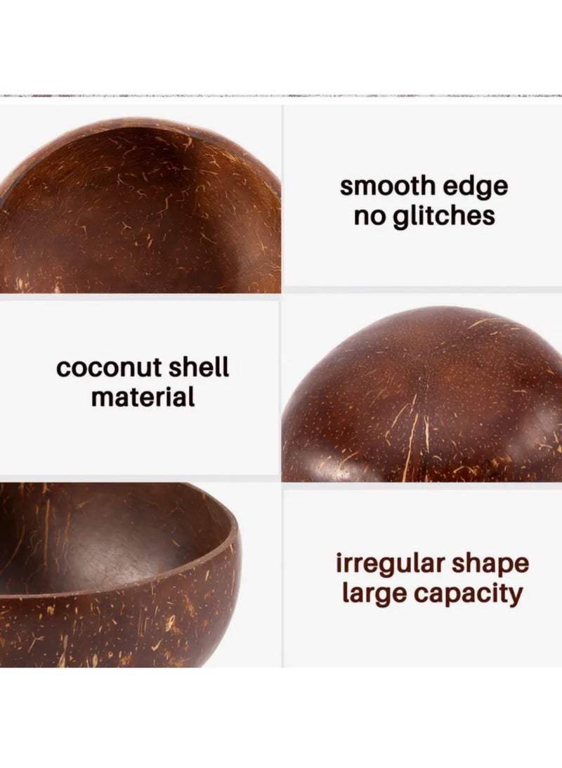 6pcs Coconut Bowl & Wooden Spoon Set | Natural Coconut Shell Bowls | Eco-Friendly Handmade Salad, Smoothie & Breakfast Bowl Set - Image 4