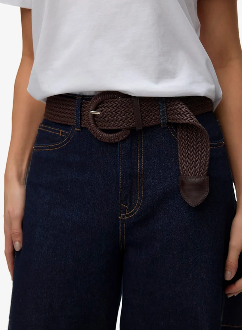 Vero Moda Coffee Bean Textured Circular Buckle Belt for Women | Best Price UAE