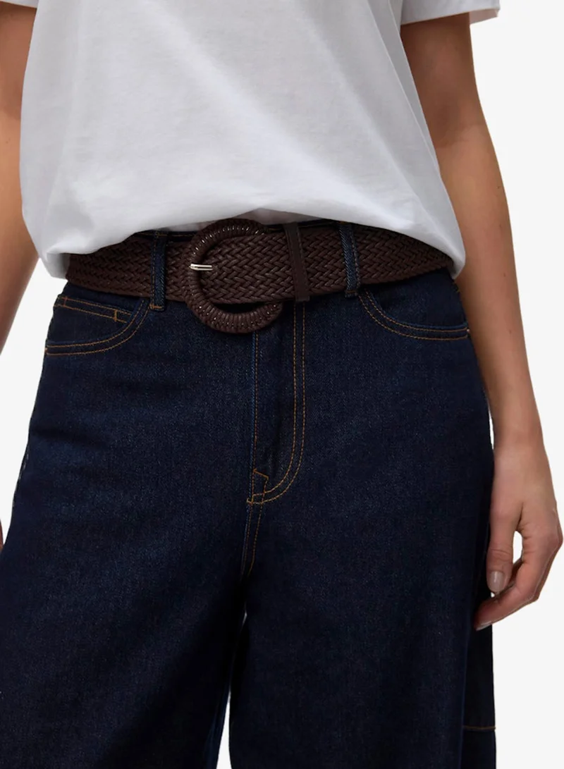 Vero Moda Coffee Bean Textured Circular Buckle Belt for Women | Best Price UAE