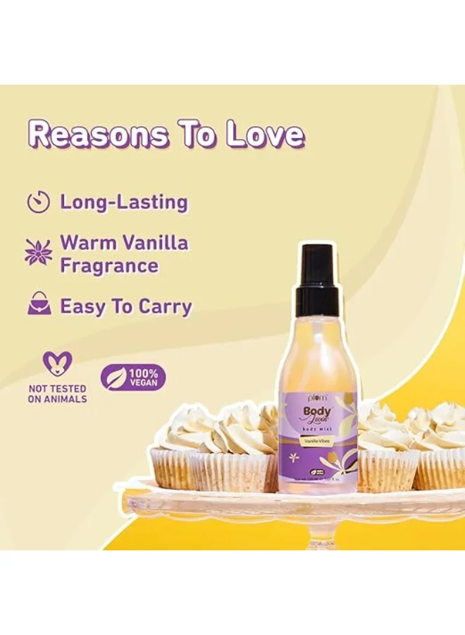 Plum  Plum BodyLovin' Vanilla Vibes Body Mist | 100% Vegan | Warm Vanilla Winter Fragrance Spray for Women | Instantly Refreshes  | Best Price UAE