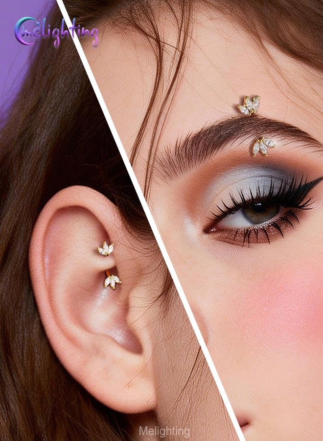 Melighting 16G Lotus CZ Rook Ear Piercing Bar 316L Surgical Stainless Steel Eyebrow Piercing Jewelry Dainty Lobe Earring 6 mm - Image 3