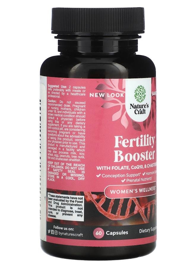 Nature's Craft Women's Wellness Fertility Booster with Folate CoQ10 & Chasteberry 60 Capsules - Image 2