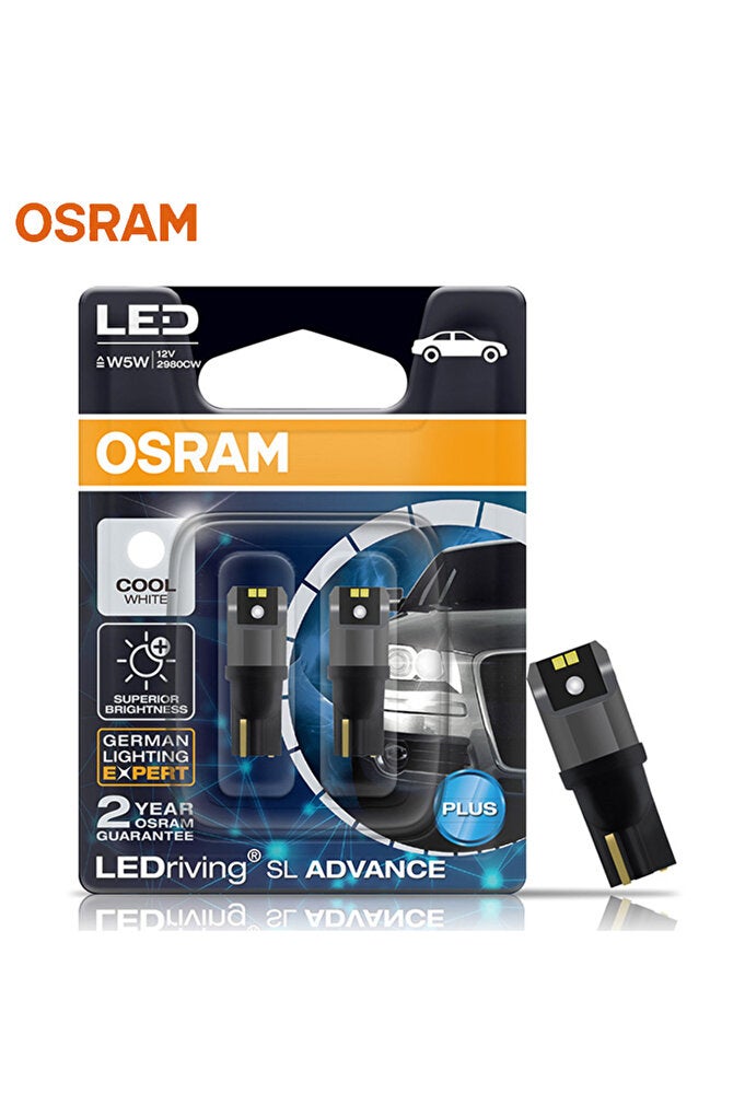ريحني 6000K OSRAM LED T10 6000K W5W 194 LED SL Advance 6000K بيضاء للقراءة لمبات الباب ومصابيح الباب Inte - Image 1