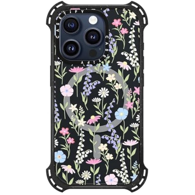 Casetify Bounce iPhone 15 Pro Case 【6X Military Grade Drop Tested / 21.3ft Drop Protection/Compatible with Magsafe】 - Pink Pastel Cute Floral - Triple Black - Image 2