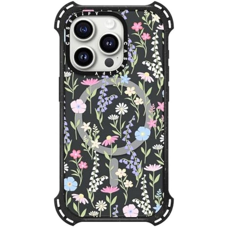 Casetify Bounce iPhone 15 Pro Case 【6X Military Grade Drop Tested / 21.3ft Drop Protection/Compatible with Magsafe】 - Pink Pastel Cute Floral - Triple Black - Image 3