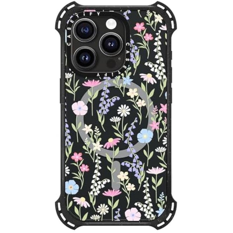 Casetify Bounce iPhone 15 Pro Case 【6X Military Grade Drop Tested / 21.3ft Drop Protection/Compatible with Magsafe】 - Pink Pastel Cute Floral - Triple Black - Image 4