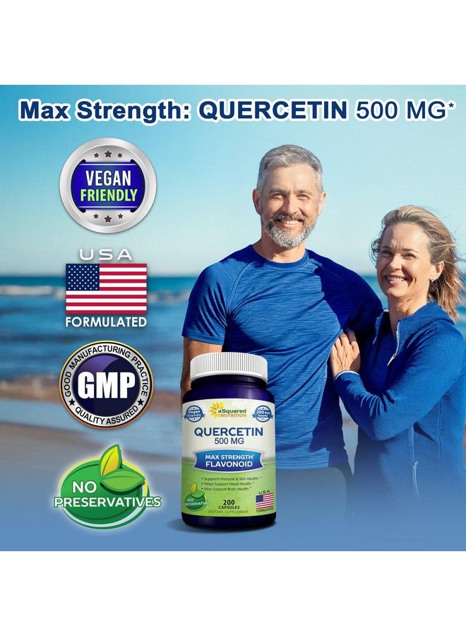 aSquared Nutrition Quercetin 500mg Supplement - 200 Capsules - Quercetin Dihydrate to Support Cardiovascular Health - Max Strength Powder Complex Pills to Help Improve Immune Response - Image 3