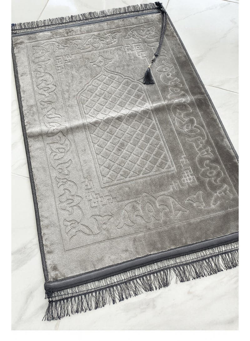 فرزدق سجادة صلاة فرزدق، قماش قطني، بطانة مريحة، اللون: رمادي، أبيض، بنفسجي - Image 5