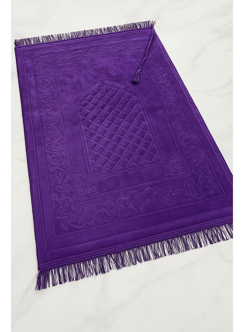 فرزدق سجادة صلاة فرزدق، قماش قطني، بطانة مريحة، اللون: رمادي، أبيض، بنفسجي - Image 4