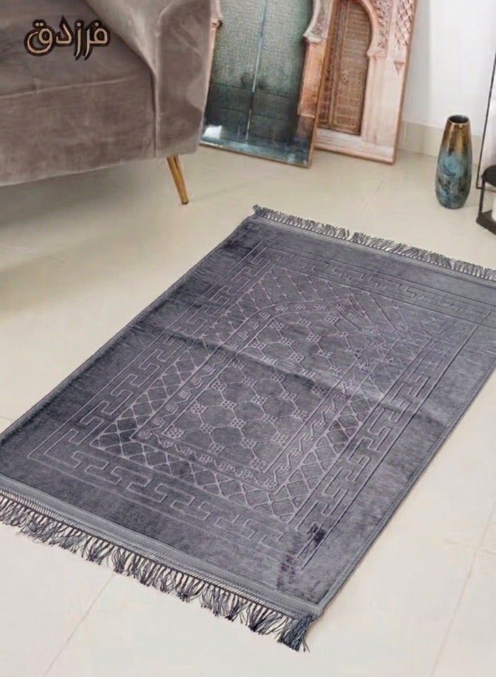 Farazdaq prayer rug, cotton material, comfortable lining, Colour Grey, White, Purple, Light purple, Navy blue - Image 4