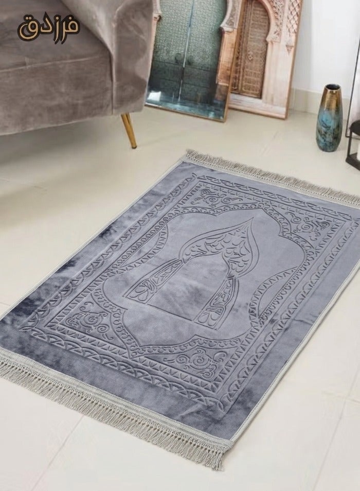 Farazdaq prayer rug, cotton material, comfortable lining, Colour Grey, White, Purple, Light purple, Navy blue - Image 2