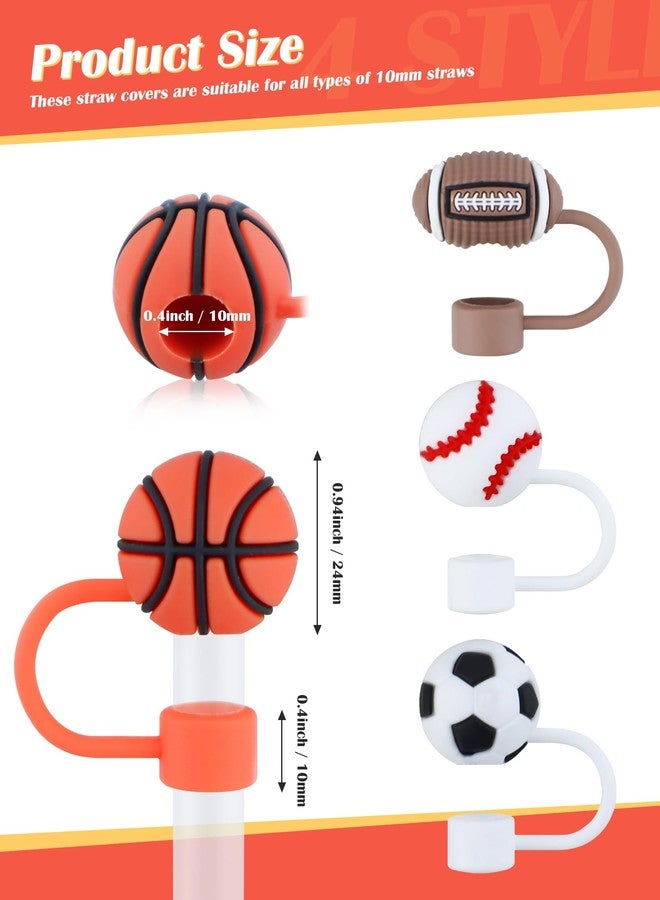 YETOOME 8Pcs Stanley Straw Cover, Sport Balls Silicone Straw Topper for 30&40 OZ Tumbler Stanley Cups, Straws Tip Covers 10mm 0.4in for Reusable Straws Covers - Image 2