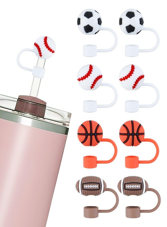 YETOOME 8Pcs Stanley Straw Cover, Sport Balls Silicone Straw Topper for 30&40 OZ Tumbler Stanley Cups, Straws Tip Covers 10mm 0.4in for Reusable Straws Covers - Image 1