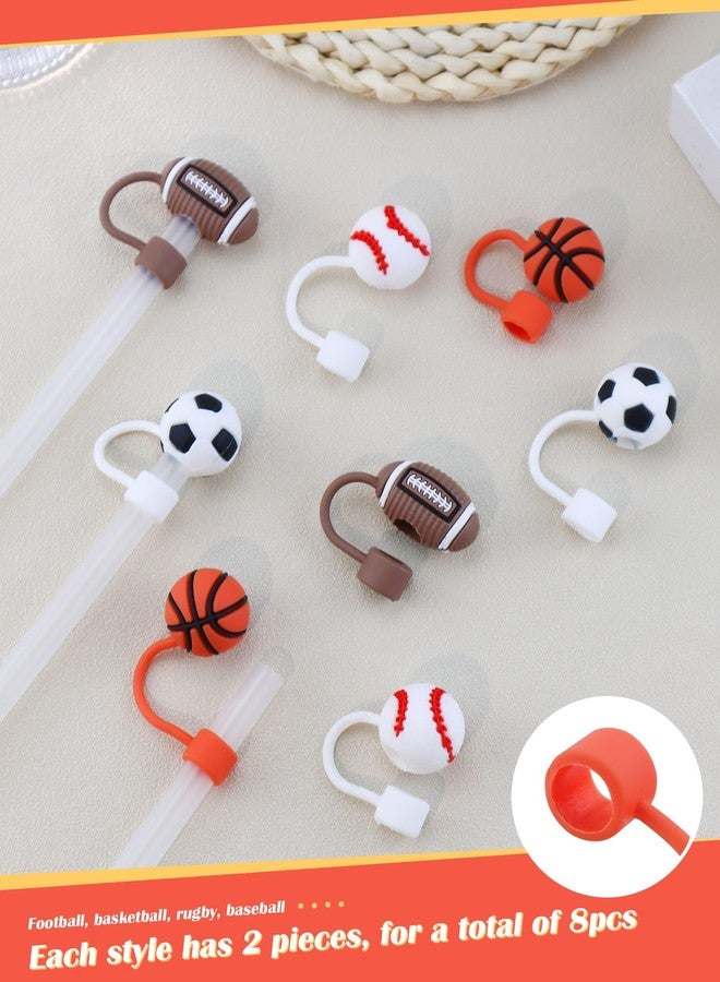 YETOOME 8Pcs Stanley Straw Cover, Sport Balls Silicone Straw Topper for 30&40 OZ Tumbler Stanley Cups, Straws Tip Covers 10mm 0.4in for Reusable Straws Covers - Image 4