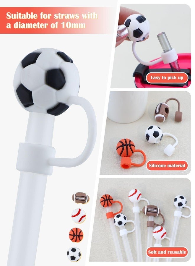 YETOOME 8Pcs Stanley Straw Cover, Sport Balls Silicone Straw Topper for 30&40 OZ Tumbler Stanley Cups, Straws Tip Covers 10mm 0.4in for Reusable Straws Covers - Image 3