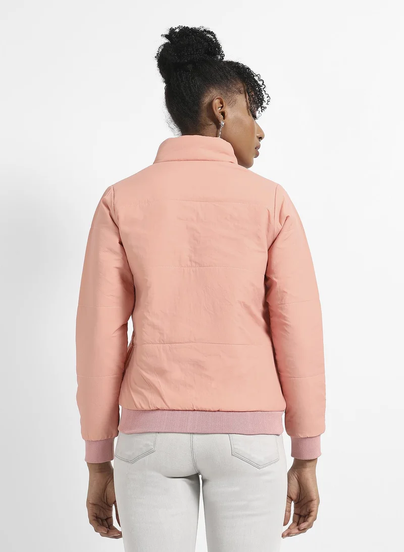 Pinacolada  Women's Pink Puffer Jacket With Ribbed Hem for Women | Best Price UAE