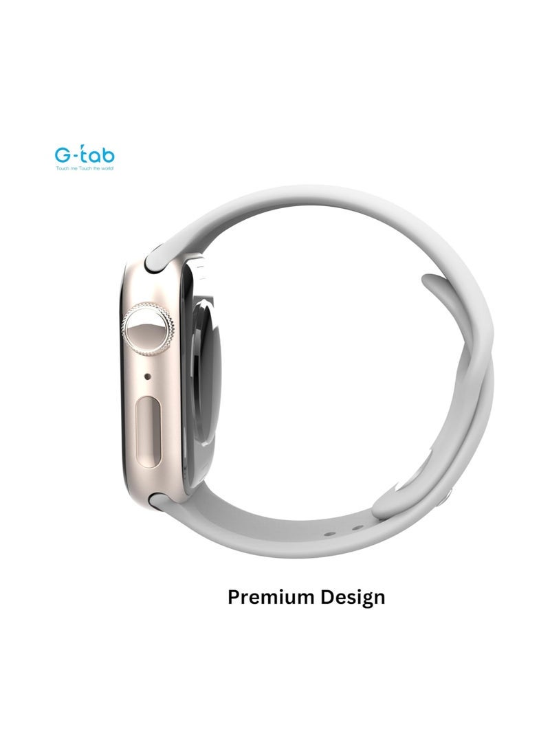 G-Tab - GS9 Mini 41mm AMOLED Display Smartwatch with IP68 Waterproof Rating – 250mAh Long-Lasting Battery, Wireless Charger Included, Multi-Sport Modes, Health Tracking, Always-On Display, Compatible with Android & iOS – Stylish Silver Design for Ladies and Gents - Image 1