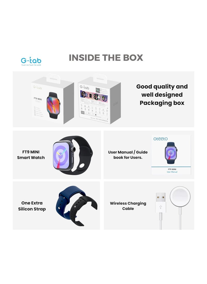 G-Tab - GS9 Mini 41mm AMOLED Display Smartwatch with IP68 Waterproof Rating – 250mAh Long-Lasting Battery, Wireless Charger Included, Multi-Sport Modes, Health Tracking, Always-On Display, Compatible with Android & iOS – Stylish Silver Design for Ladies and Gents - Image 1