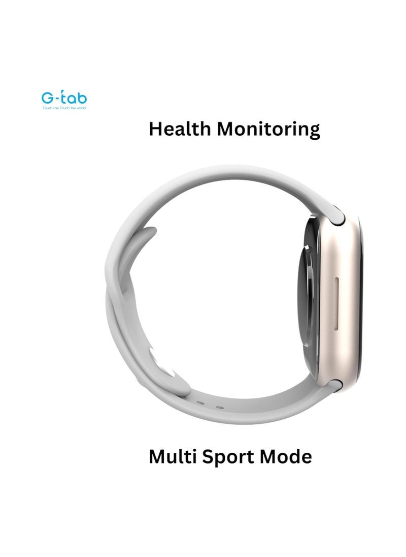 G-Tab - GS9 Mini 41mm AMOLED Display Smartwatch with IP68 Waterproof Rating – 250mAh Long-Lasting Battery, Wireless Charger Included, Multi-Sport Modes, Health Tracking, Always-On Display, Compatible with Android & iOS – Stylish Silver Design for Ladies and Gents - Image 1