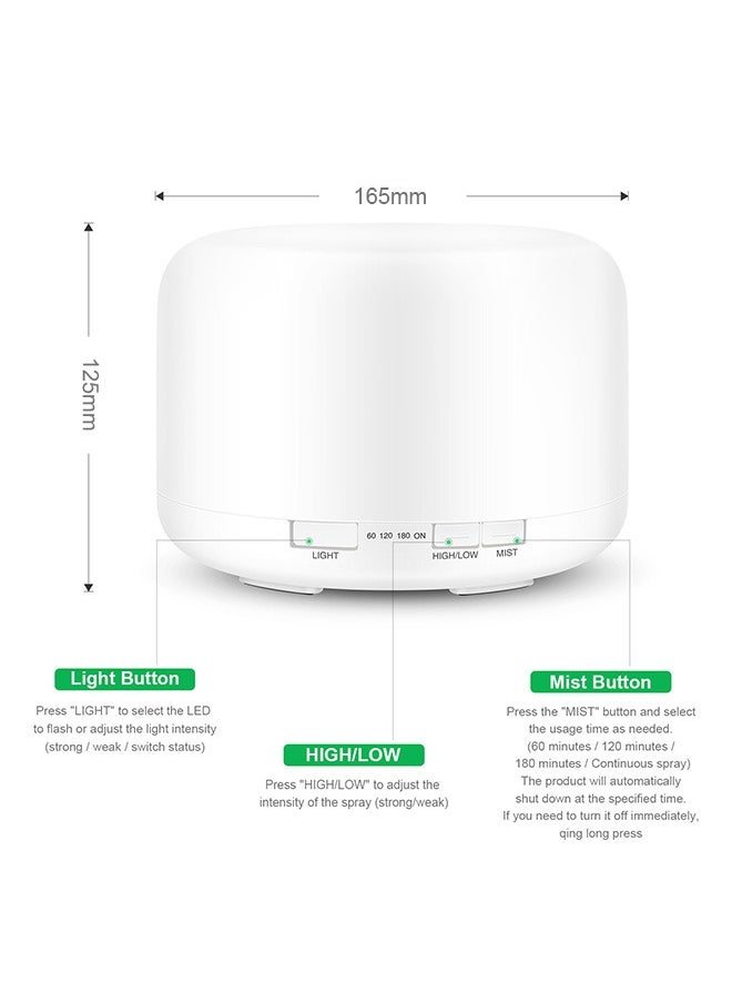 Indoor Simple Aromatherapy Machine, Ultrasonic Air Humidifier With 7-Color Led Lights 500ml