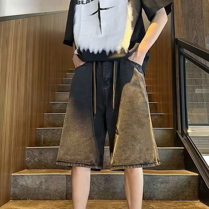 Fashionable Button-Up Mens Jeans Mid-Waist Five-Ten Shorts Simple Style Summer Casual High Elasticity Straight Leg Jeans Thin Shorts-Black  - Image 3