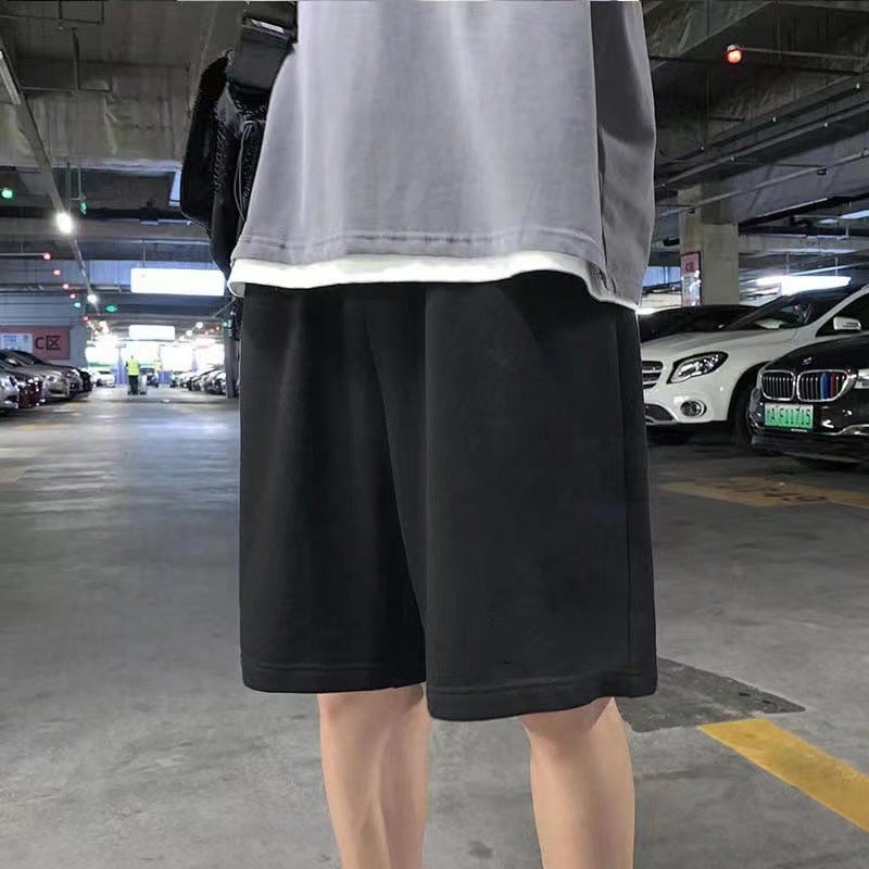 Fashionable Button-Up Mens Jeans Mid-Waist Five-Ten Shorts Simple Style Summer Casual High Elasticity Straight Leg Jeans Thin Shorts-Black  - Image 1