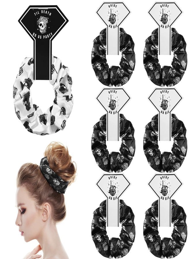 Norme 12 Pcs Bride or Die Bachelorette Party Satin Scrunchies Til Death Do Us Party Bachelorette Decorations Hair Ties Skull Gothic Hair Accessories Proposal Gifts for Bridal Shower Bridesmaid Favor - Image 1