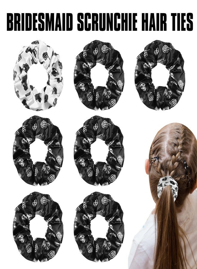 Norme 12 Pcs Bride or Die Bachelorette Party Satin Scrunchies Til Death Do Us Party Bachelorette Decorations Hair Ties Skull Gothic Hair Accessories Proposal Gifts for Bridal Shower Bridesmaid Favor - Image 3
