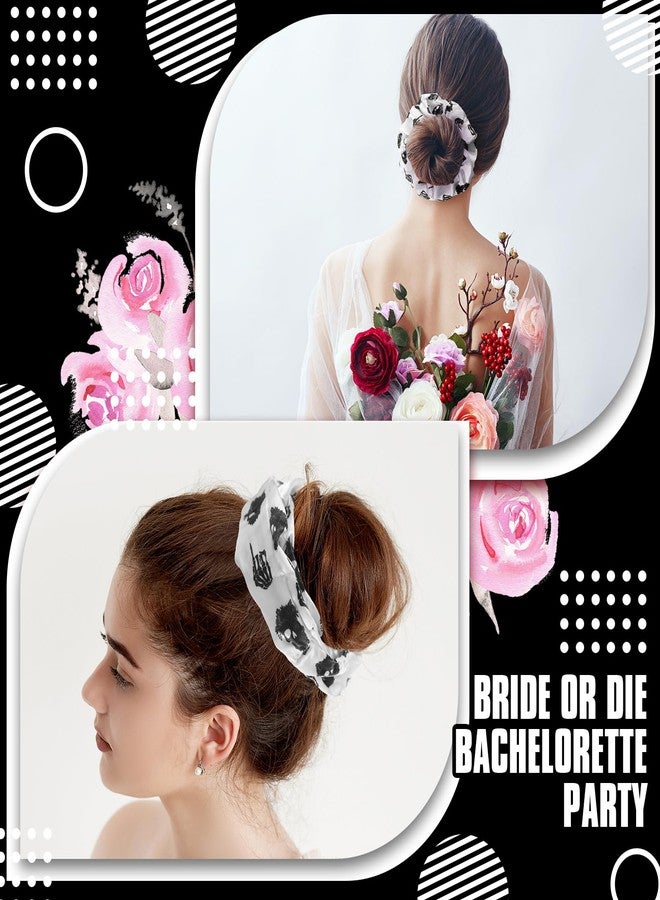 Norme 12 Pcs Bride or Die Bachelorette Party Satin Scrunchies Til Death Do Us Party Bachelorette Decorations Hair Ties Skull Gothic Hair Accessories Proposal Gifts for Bridal Shower Bridesmaid Favor - Image 4