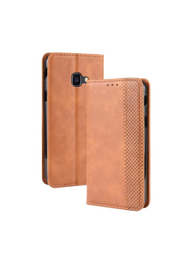 The Bros Magnetic Buckle Retro Crazy Horse Texture Horizontal Flip Leather Case for Galaxy Xcover 4s / Xcover 4 , with Holder & Card Slots & Photo Frame