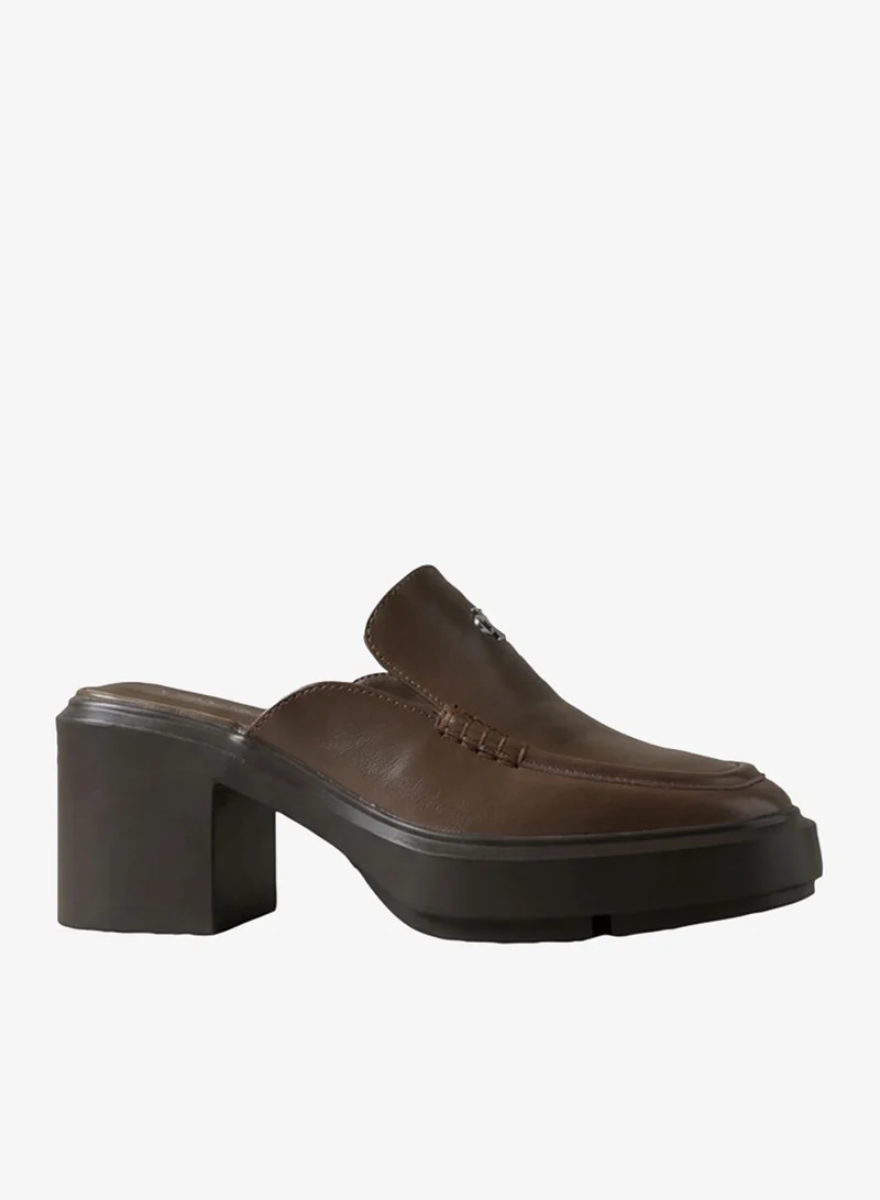 Calvin Klein Leather Platform Block-Heel Mules
